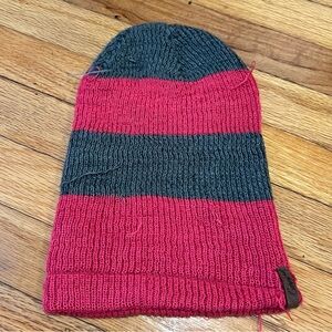 Empire Beanie, Red and Grey Stripe
